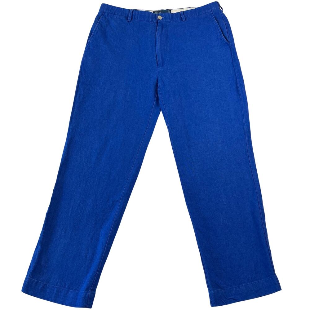 Polo Ralph Lauren Royal Blue Linen Chino Pants Vintage Men's size 36X29